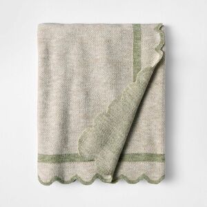 Scalloped Edge Throw Blanket Green— Threshold designed with Studio McGee